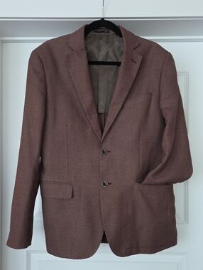 Dan John Bordeaux Textured Two-Button Blazer, Size 42R